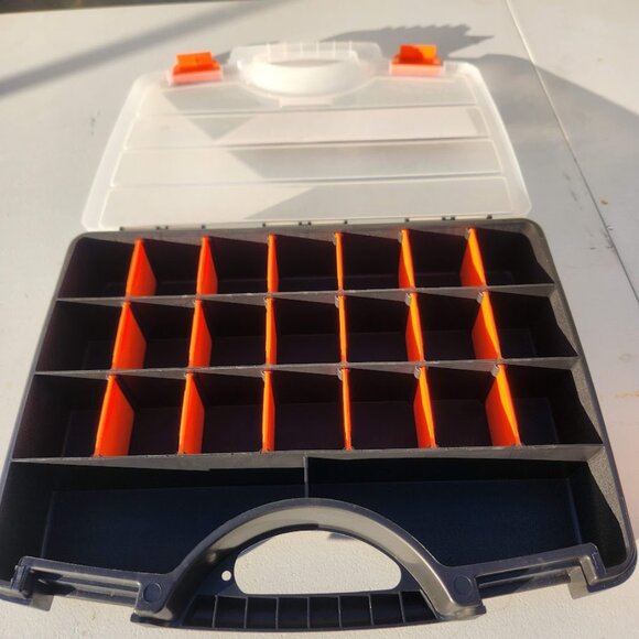 SET OF 2 NEW 21 Compartment Plastic Portable Small Parts Organizer Tool Box Divi - Picture 4 of 12